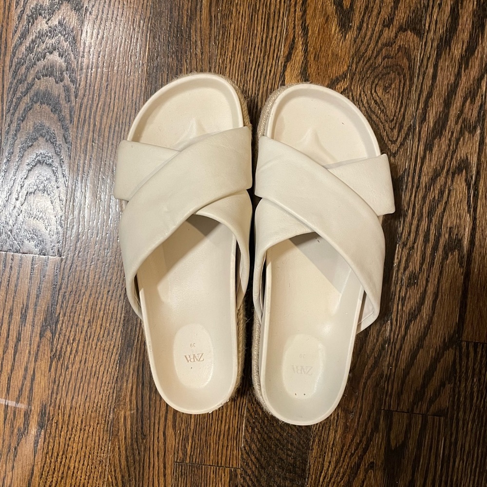 Zara Leather Platform Sandals